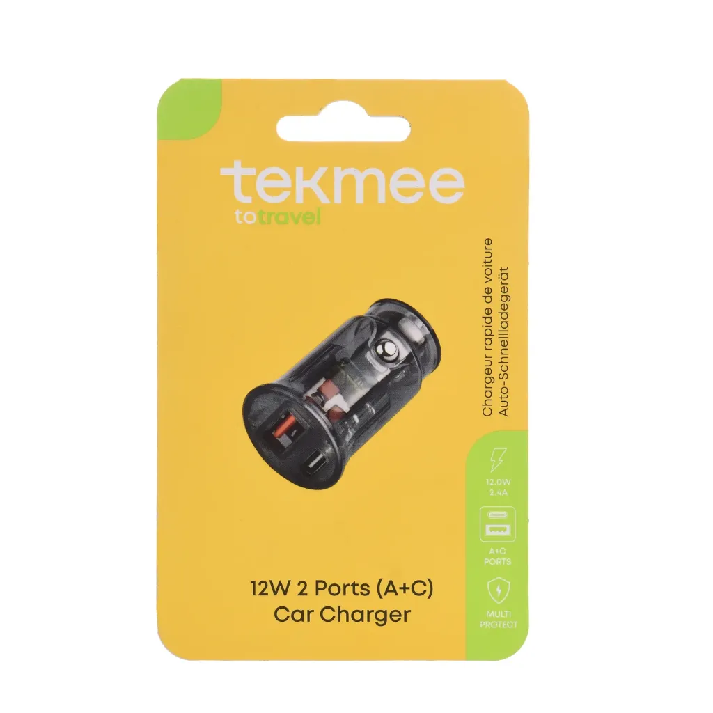Allume-cigare USB-Type-C 12W 2 ports Tekmee