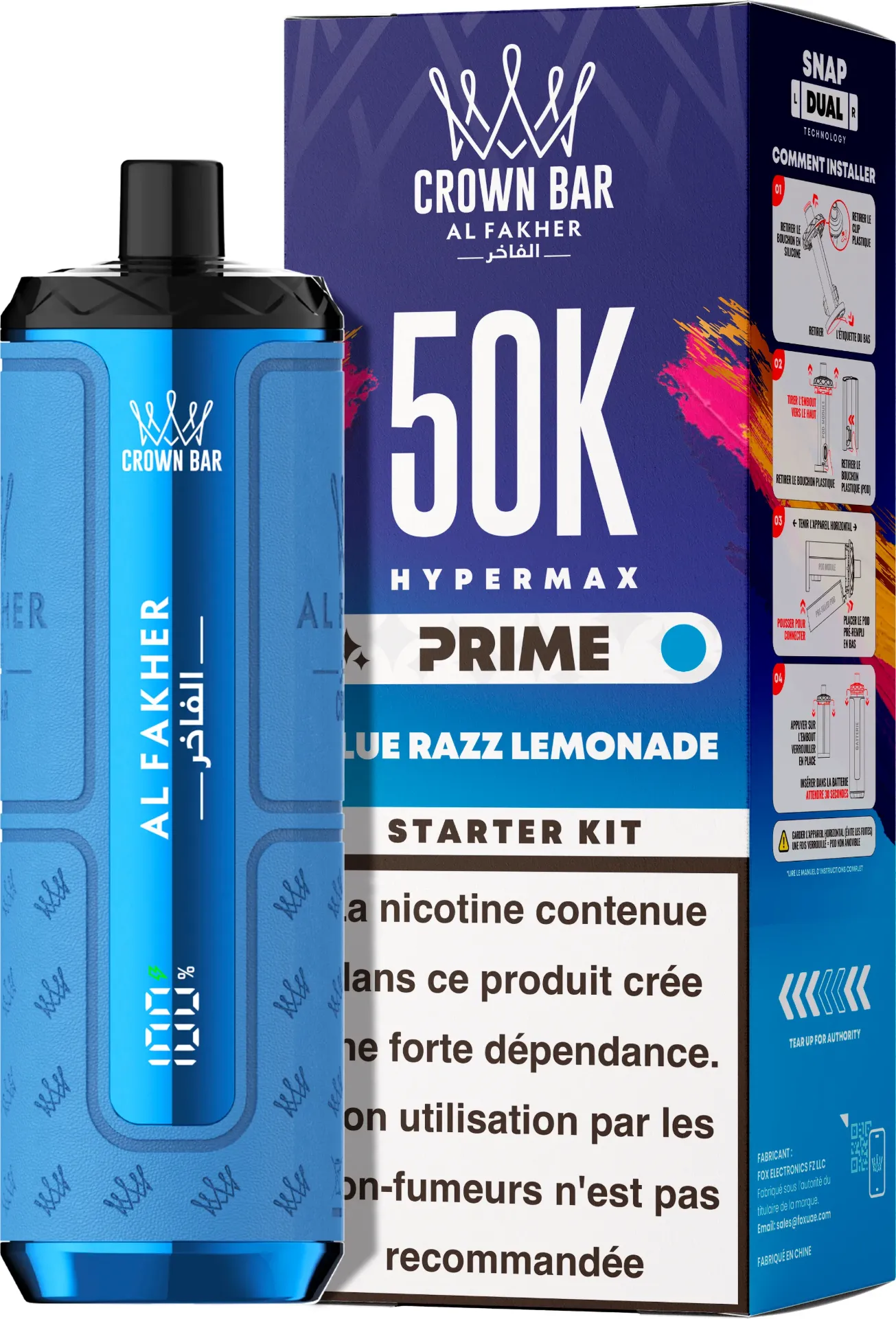 Al Fakher Prime Crown Bar 50K 6mg (Blue razz lemonade)